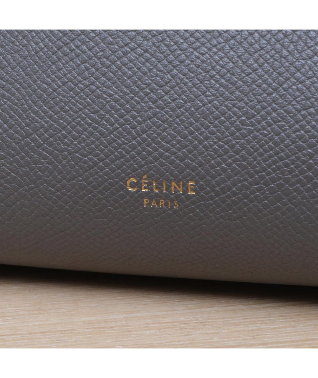 CELINE Серая кожаная сумка с короткими ручками, фото 8
