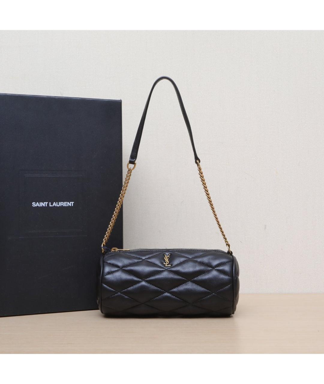 SAINT LAURENT Черная кожаная сумка через плечо, фото 2