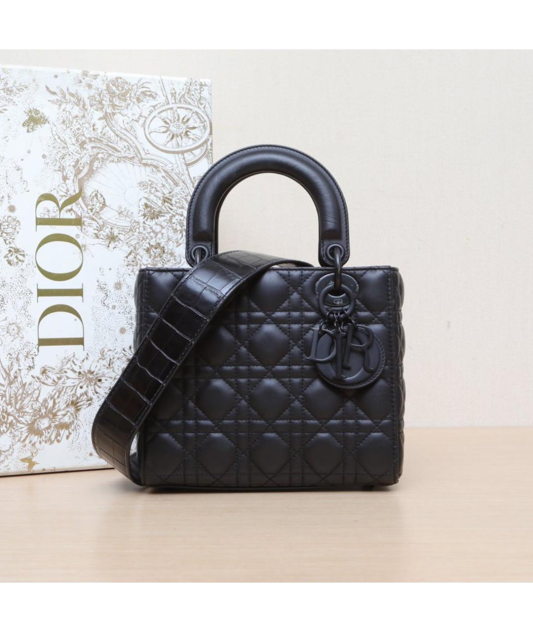 CHRISTIAN DIOR Черная кожаная сумка с короткими ручками, фото 2