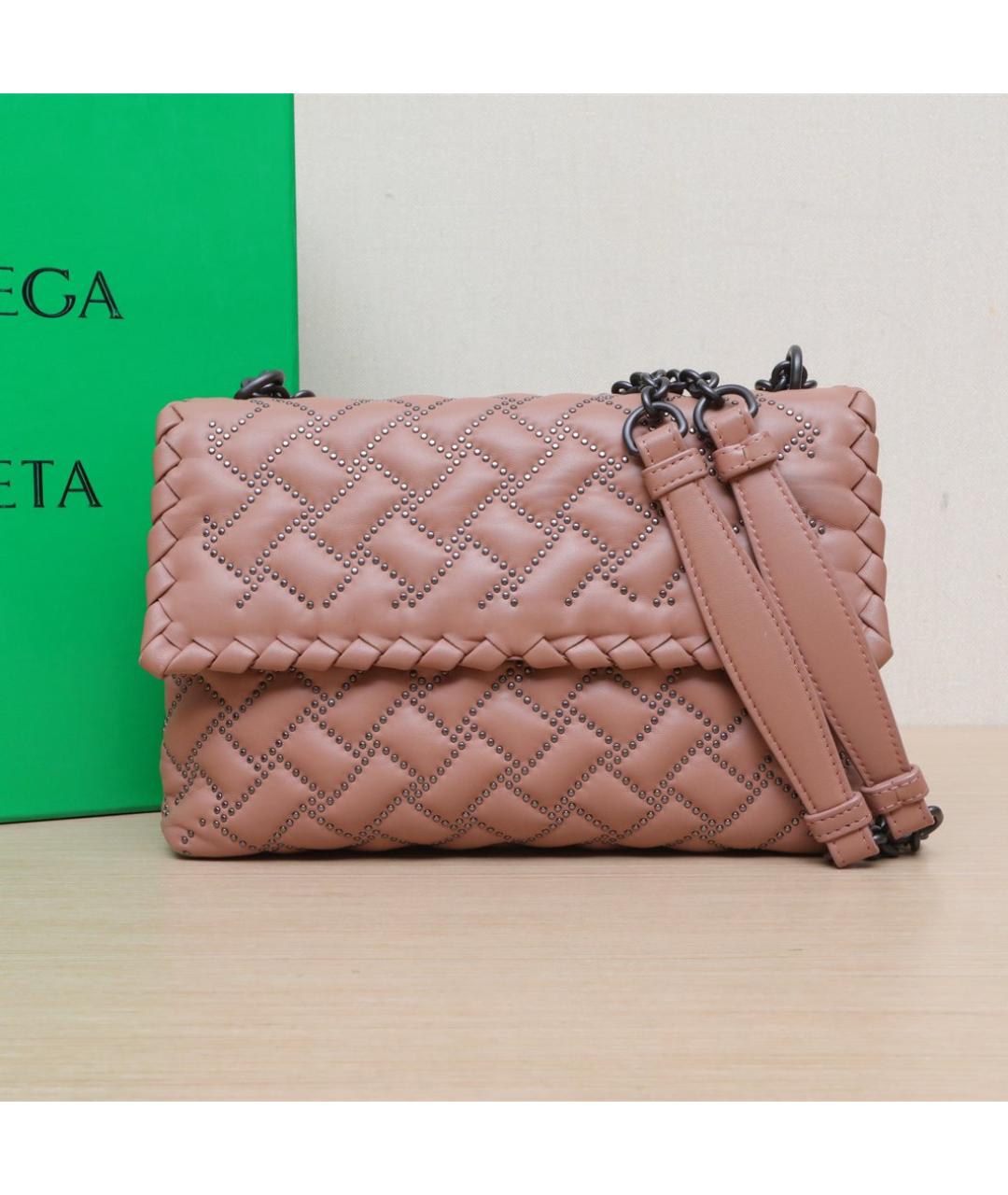 BOTTEGA VENETA Розовая кожаная сумка через плечо, фото 2