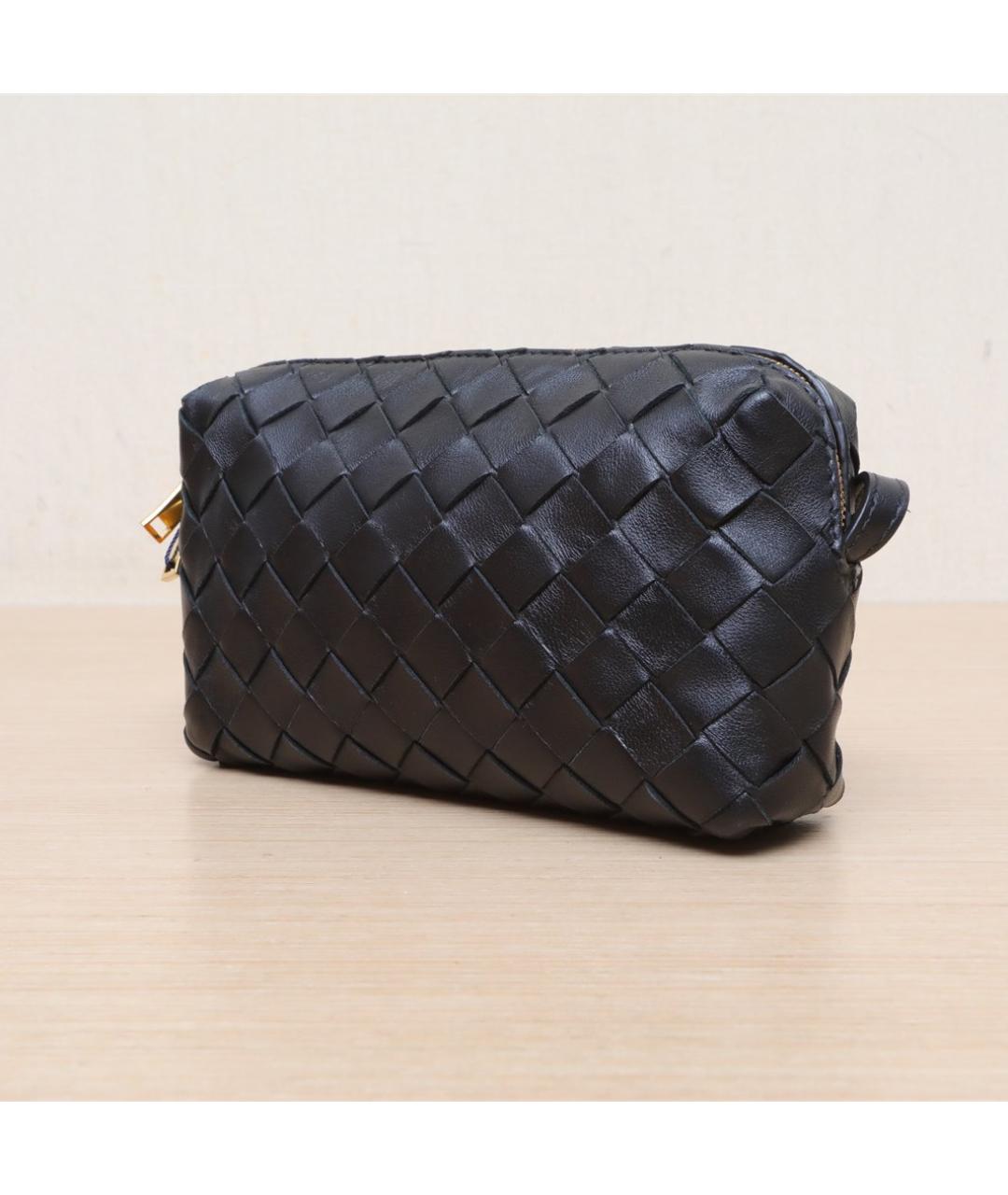 BOTTEGA VENETA Черная кожаная сумка через плечо, фото 4