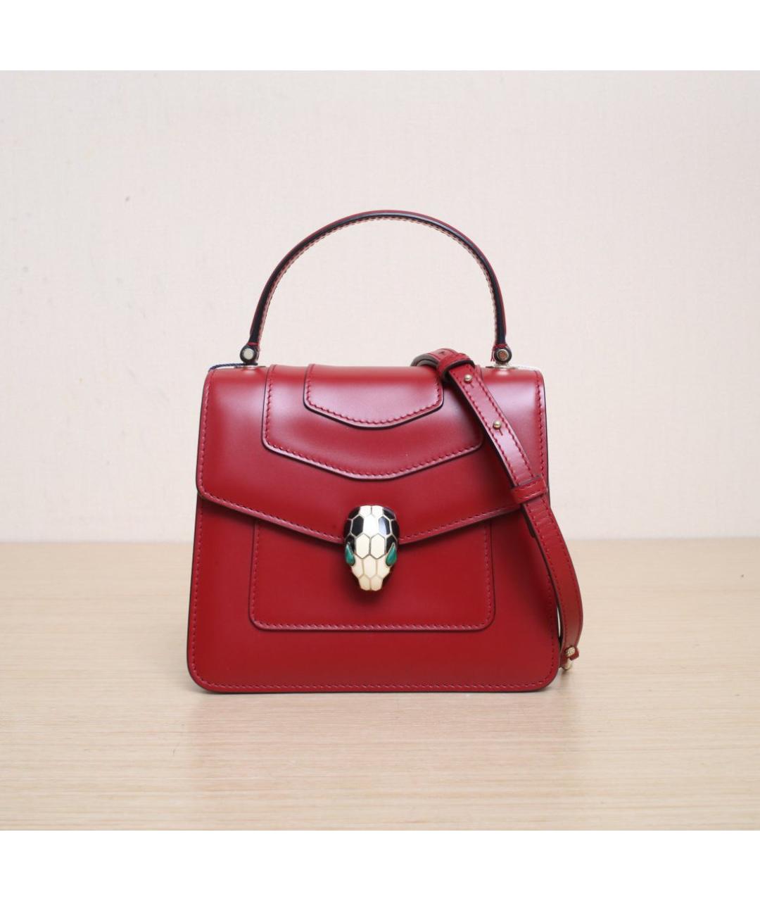 BVLGARI Красная кожаная сумка через плечо, фото 3