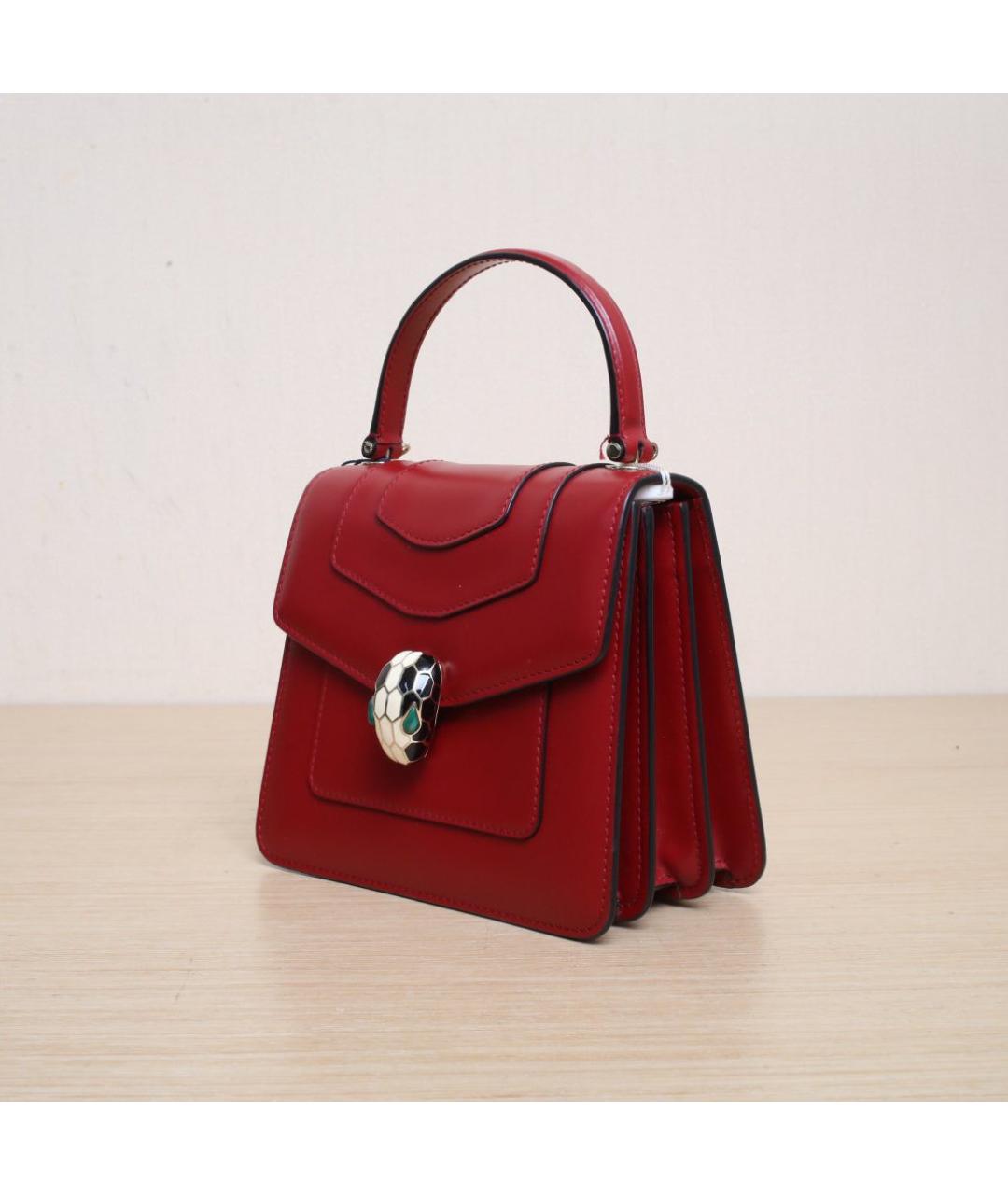 BVLGARI Красная кожаная сумка через плечо, фото 4