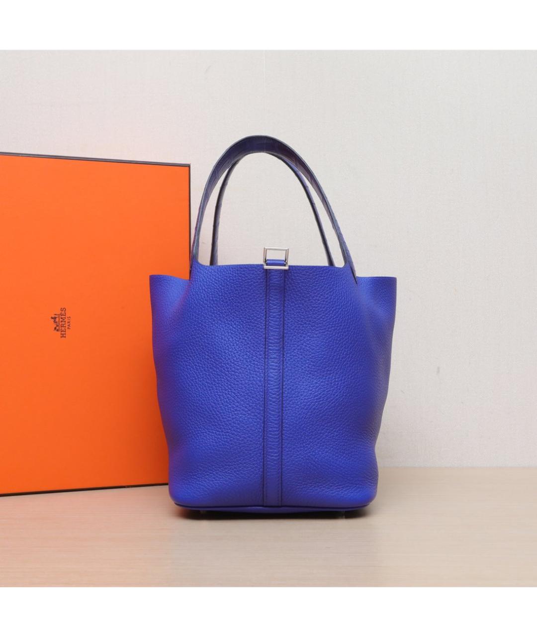 HERMES Синяя кожаная сумка тоут, фото 2