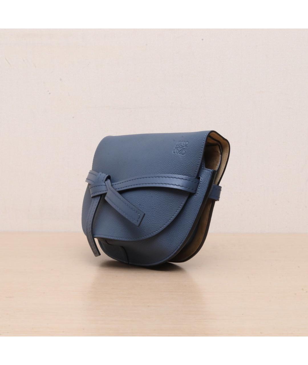 LOEWE Темно-синяя кожаная сумка через плечо, фото 4