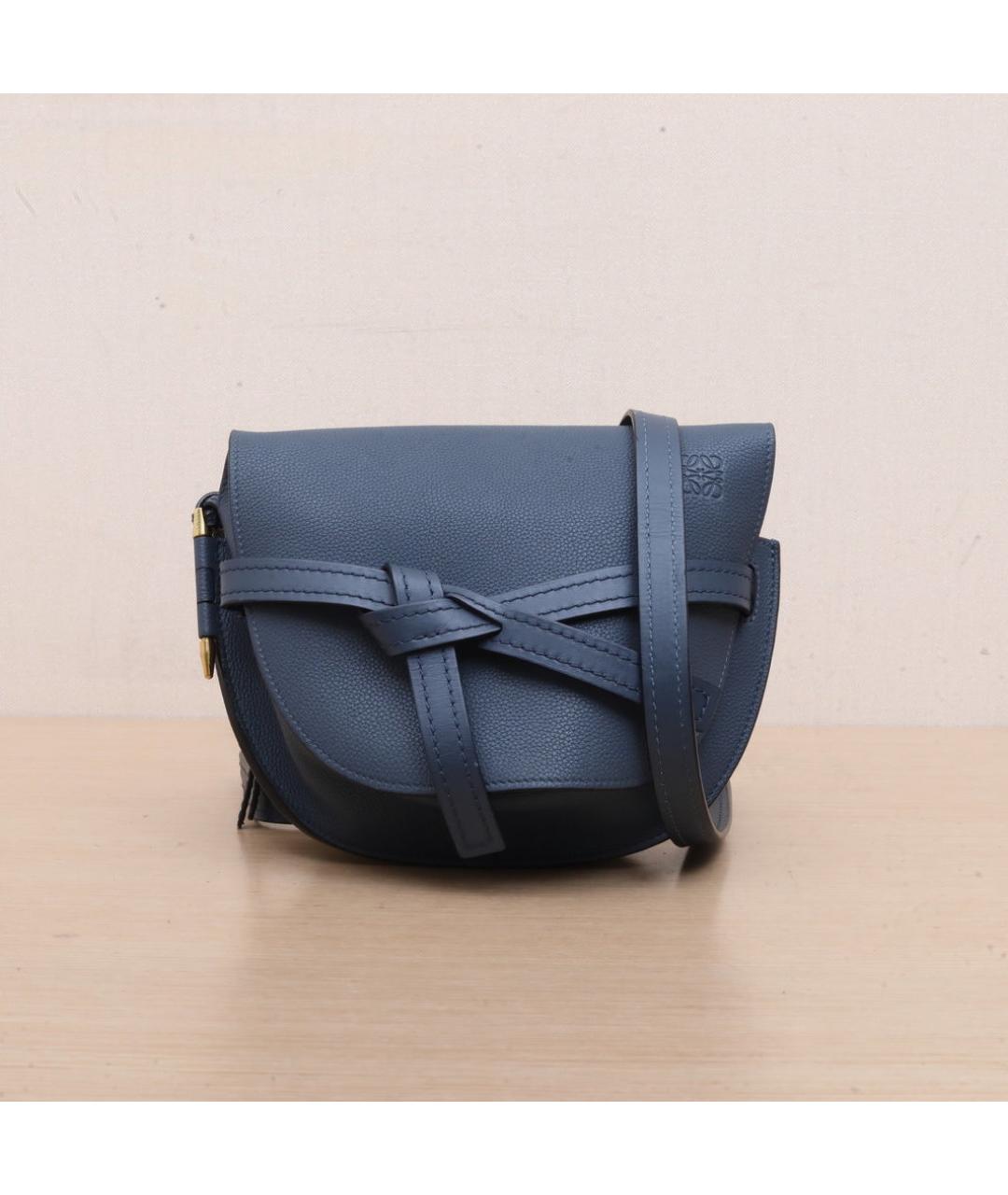LOEWE Темно-синяя кожаная сумка через плечо, фото 3