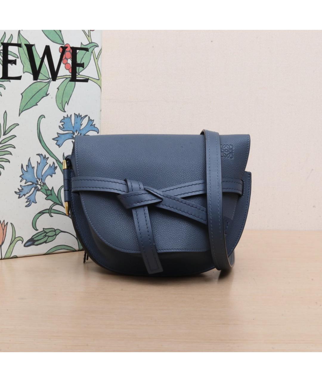 LOEWE Темно-синяя кожаная сумка через плечо, фото 2