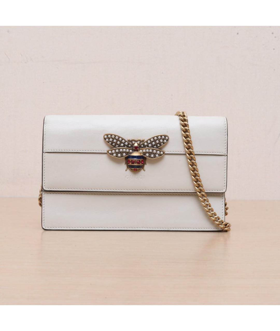 GUCCI Белая кожаная сумка через плечо, фото 3