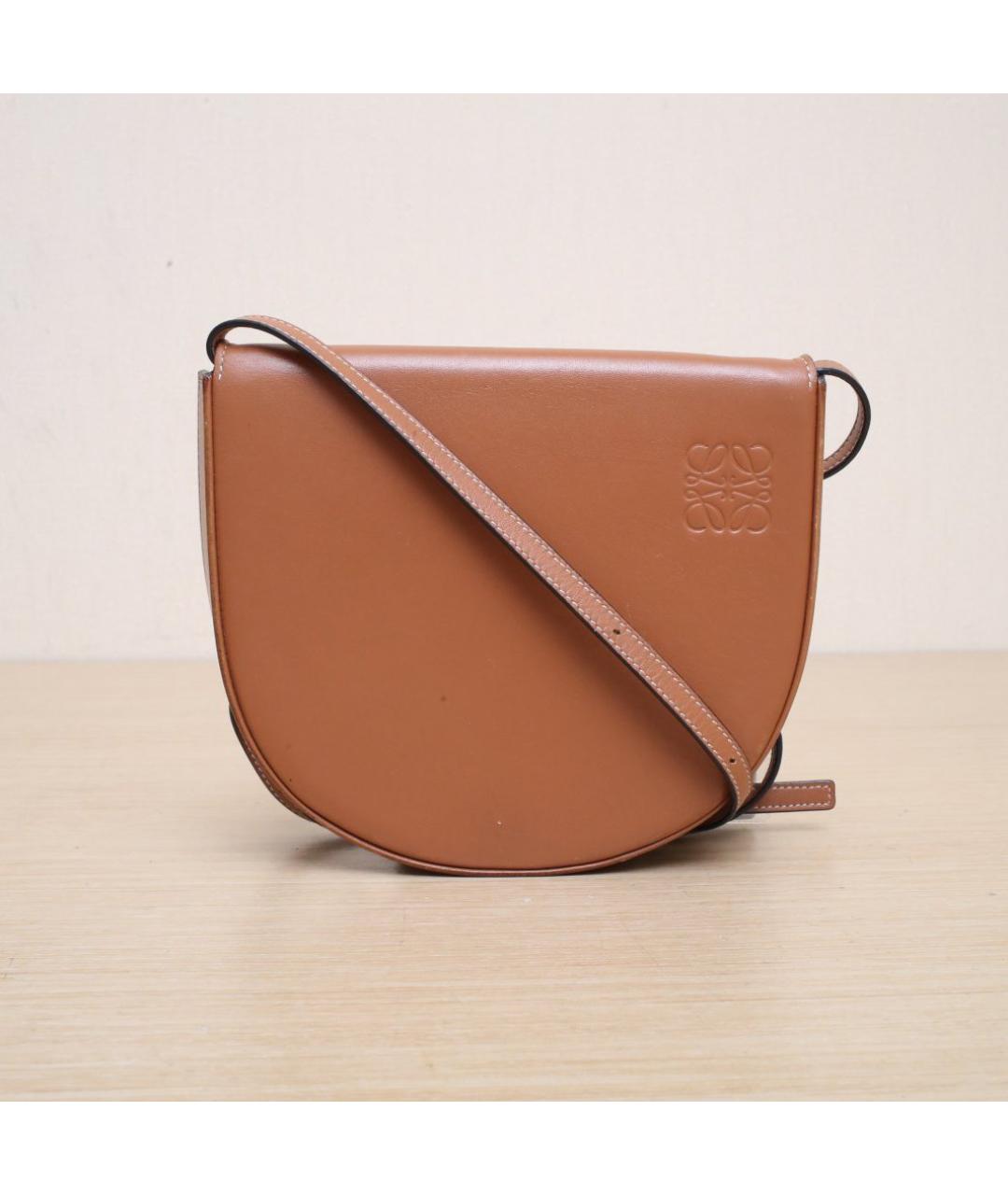 LOEWE Коричневая кожаная сумка через плечо, фото 3