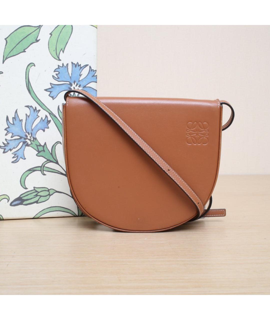 LOEWE Коричневая кожаная сумка через плечо, фото 2