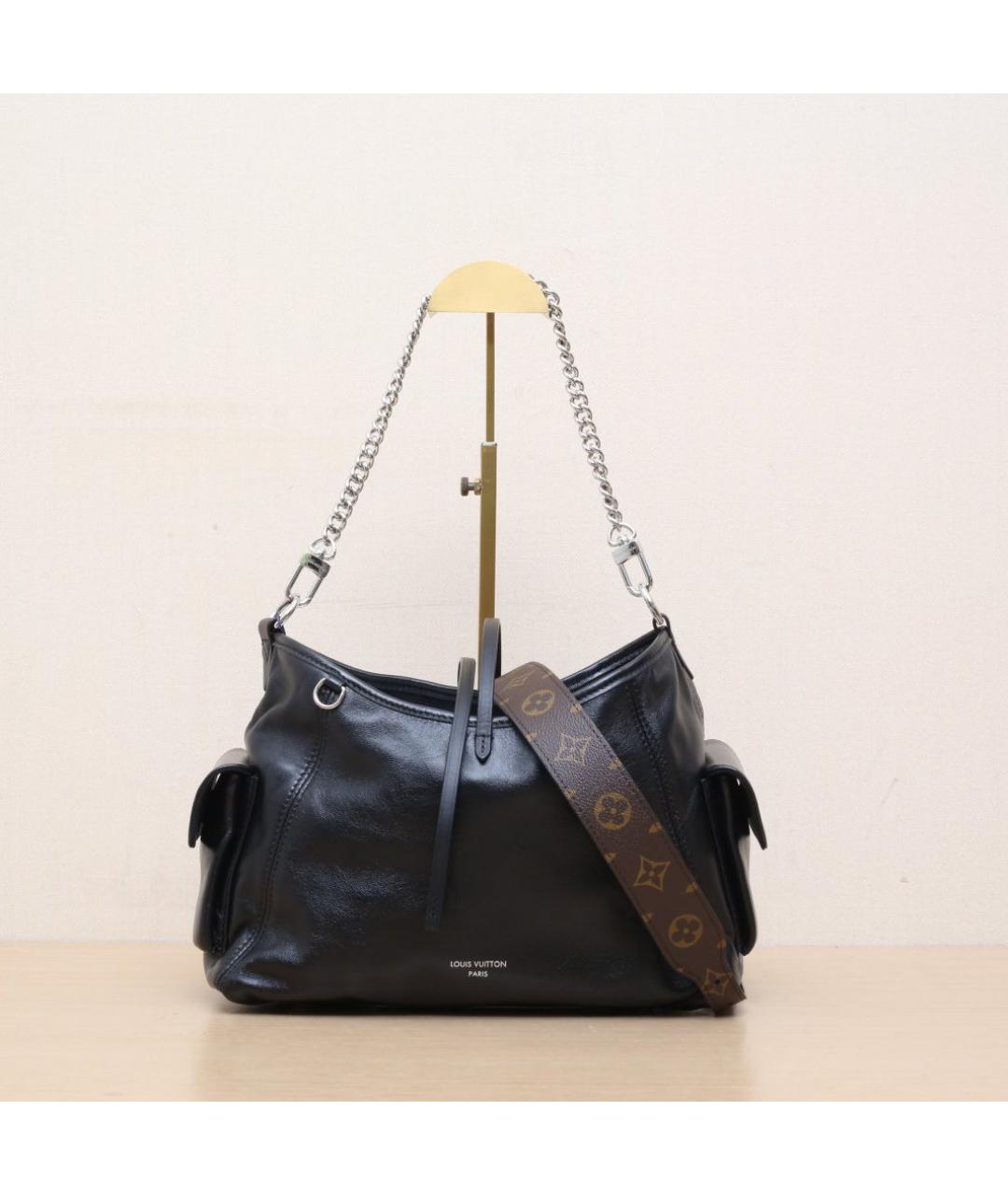 LOUIS VUITTON Черная кожаная сумка через плечо, фото 3