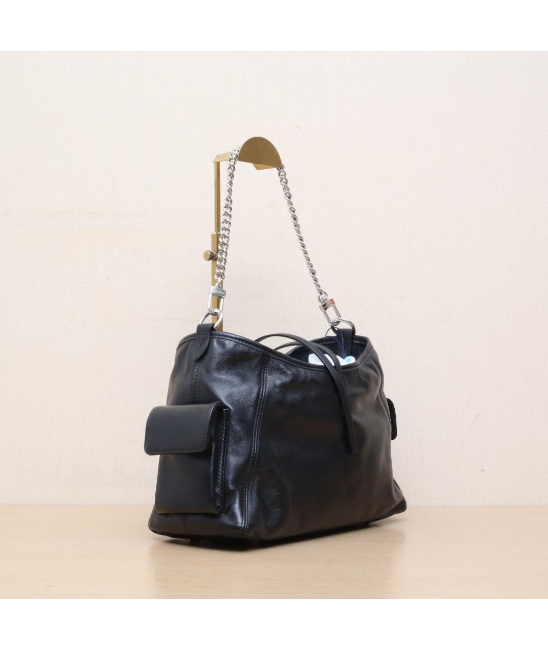 LOUIS VUITTON Черная кожаная сумка через плечо, фото 6