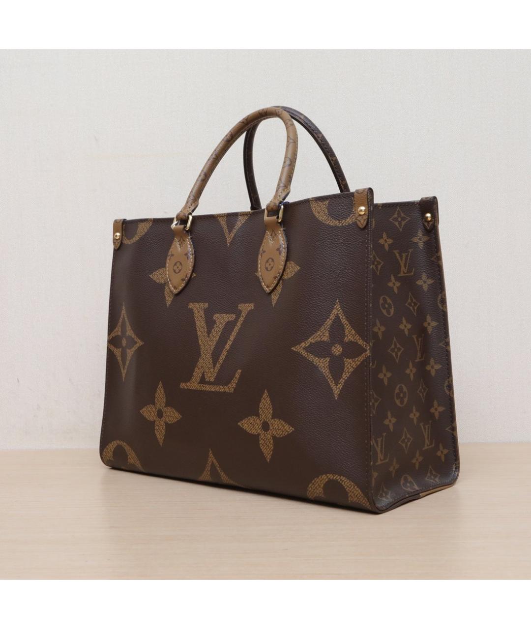 LOUIS VUITTON Коричневая кожаная сумка тоут, фото 4
