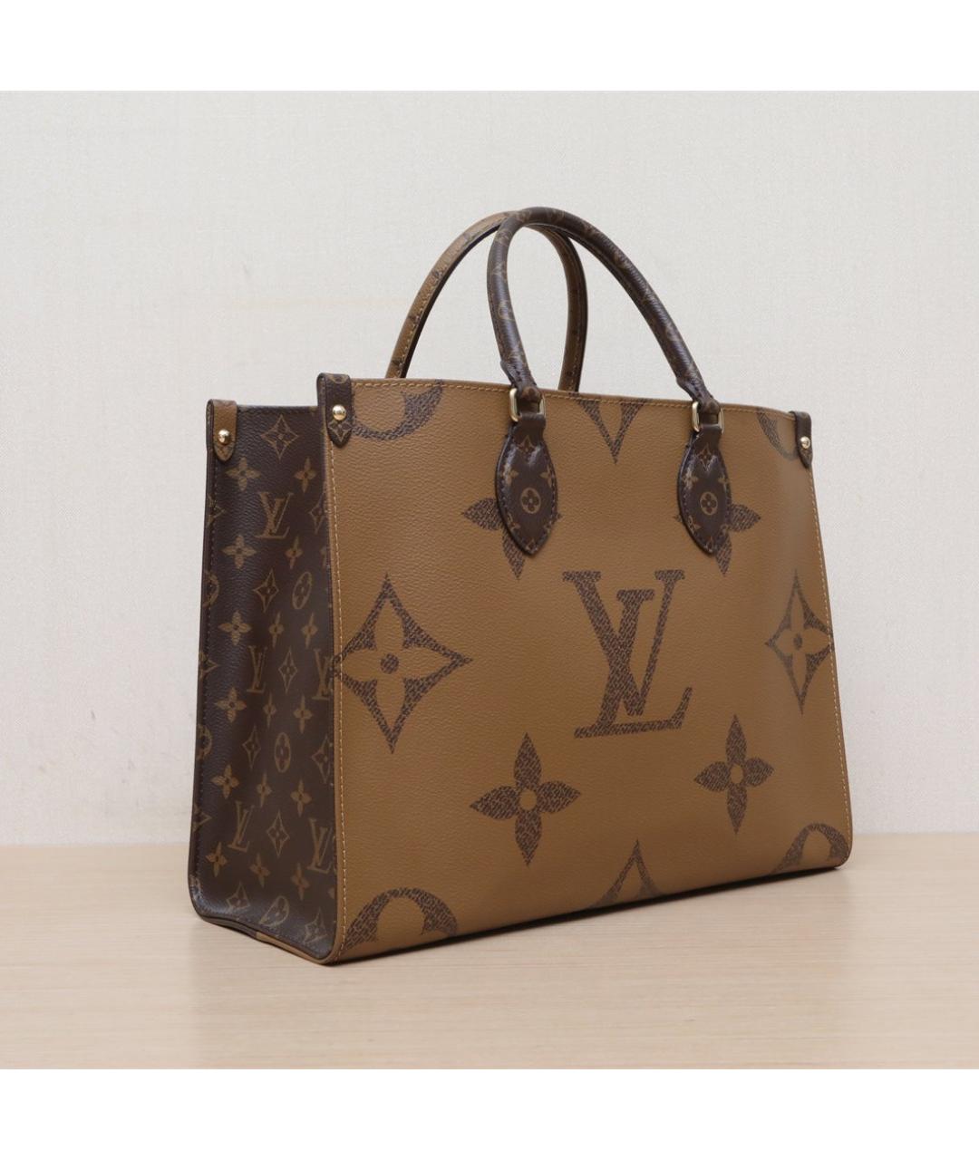 LOUIS VUITTON Коричневая кожаная сумка тоут, фото 6