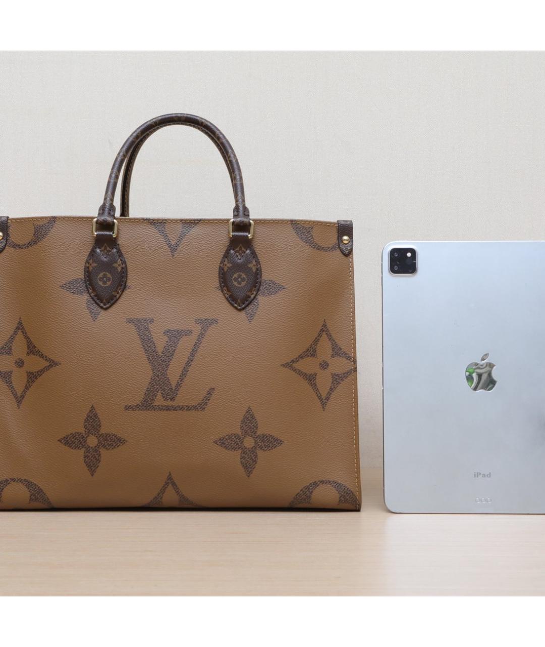 LOUIS VUITTON Коричневая кожаная сумка тоут, фото 7