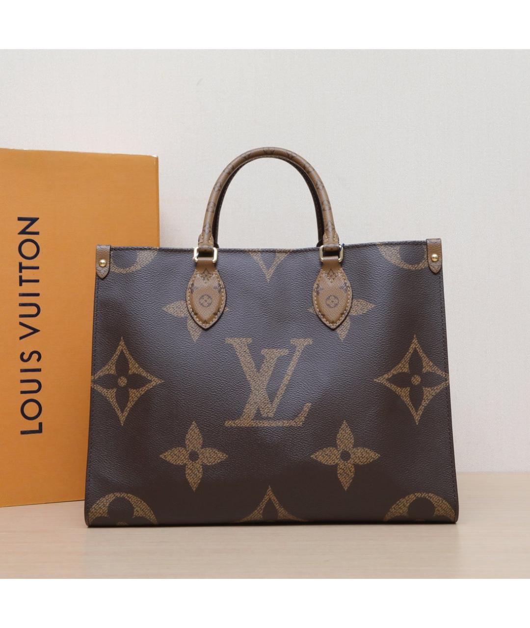 LOUIS VUITTON Коричневая кожаная сумка тоут, фото 2