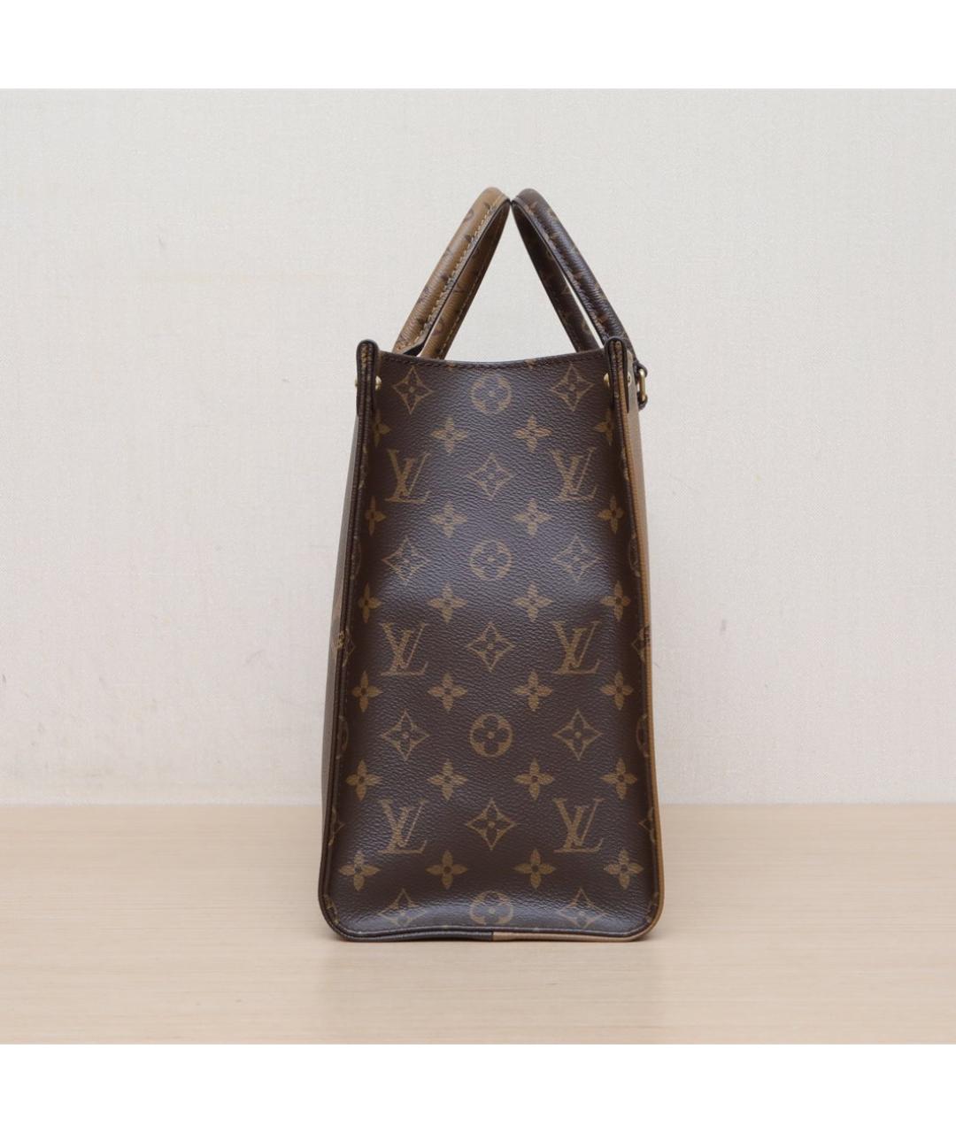 LOUIS VUITTON Коричневая кожаная сумка тоут, фото 5