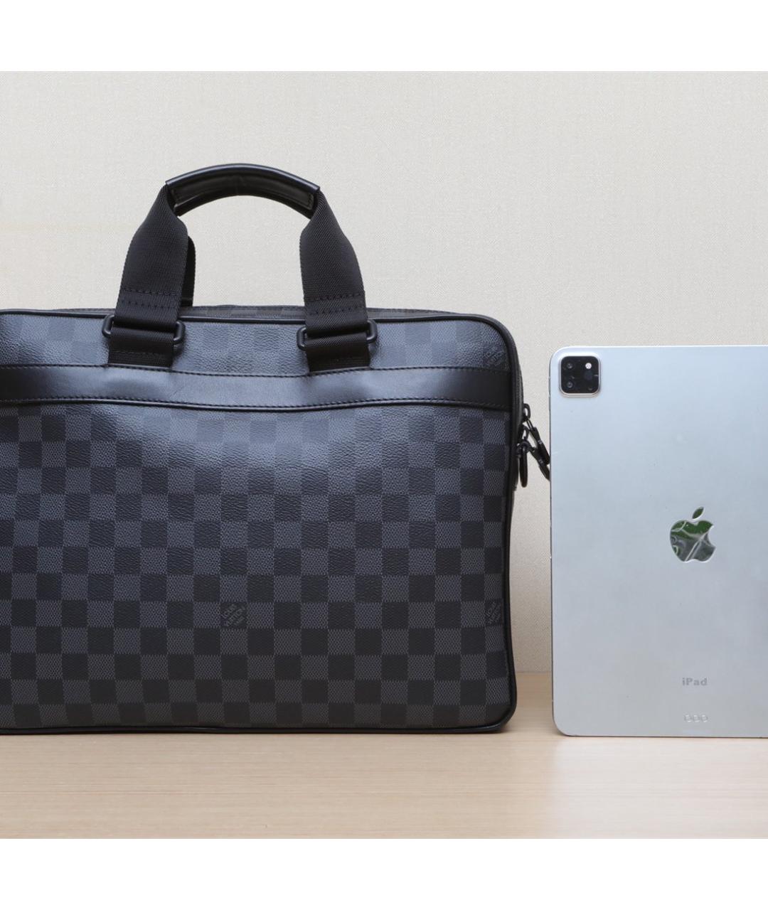 LOUIS VUITTON Черная кожаная дорожная/спортивная сумка, фото 7