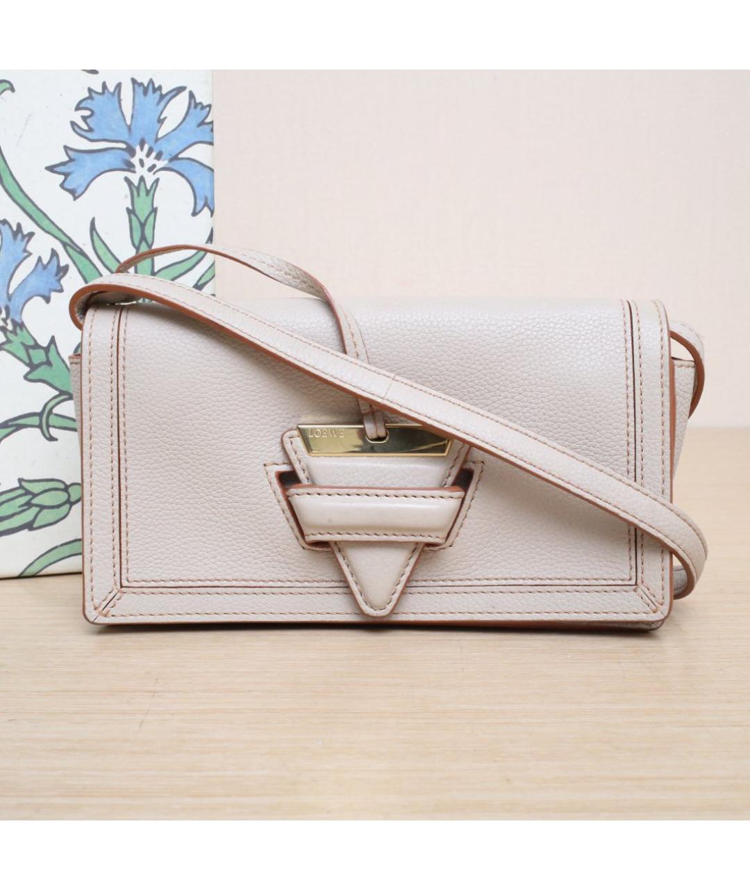 LOEWE Бежевая кожаная сумка через плечо, фото 2