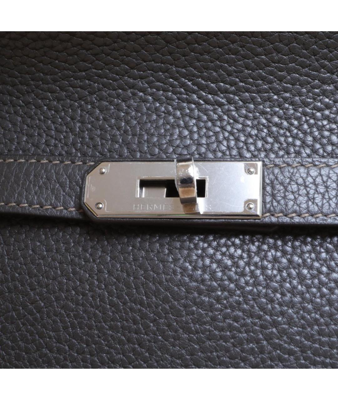 HERMES Антрацитовая кожаная сумка через плечо, фото 8