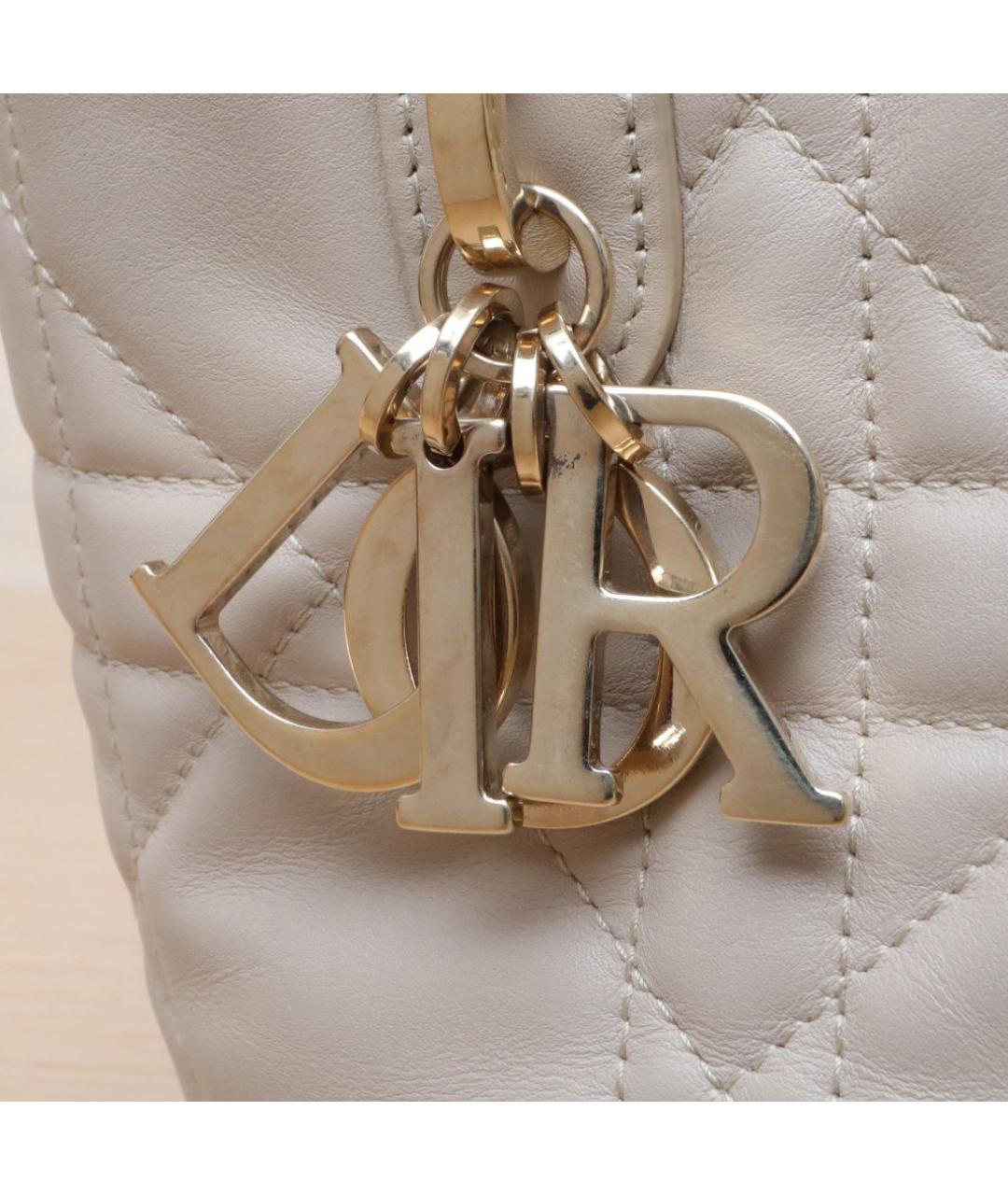 CHRISTIAN DIOR Бежевая кожаная сумка с короткими ручками, фото 8