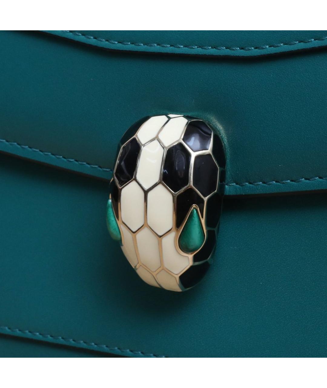 BVLGARI Бирюзовая кожаная сумка через плечо, фото 8