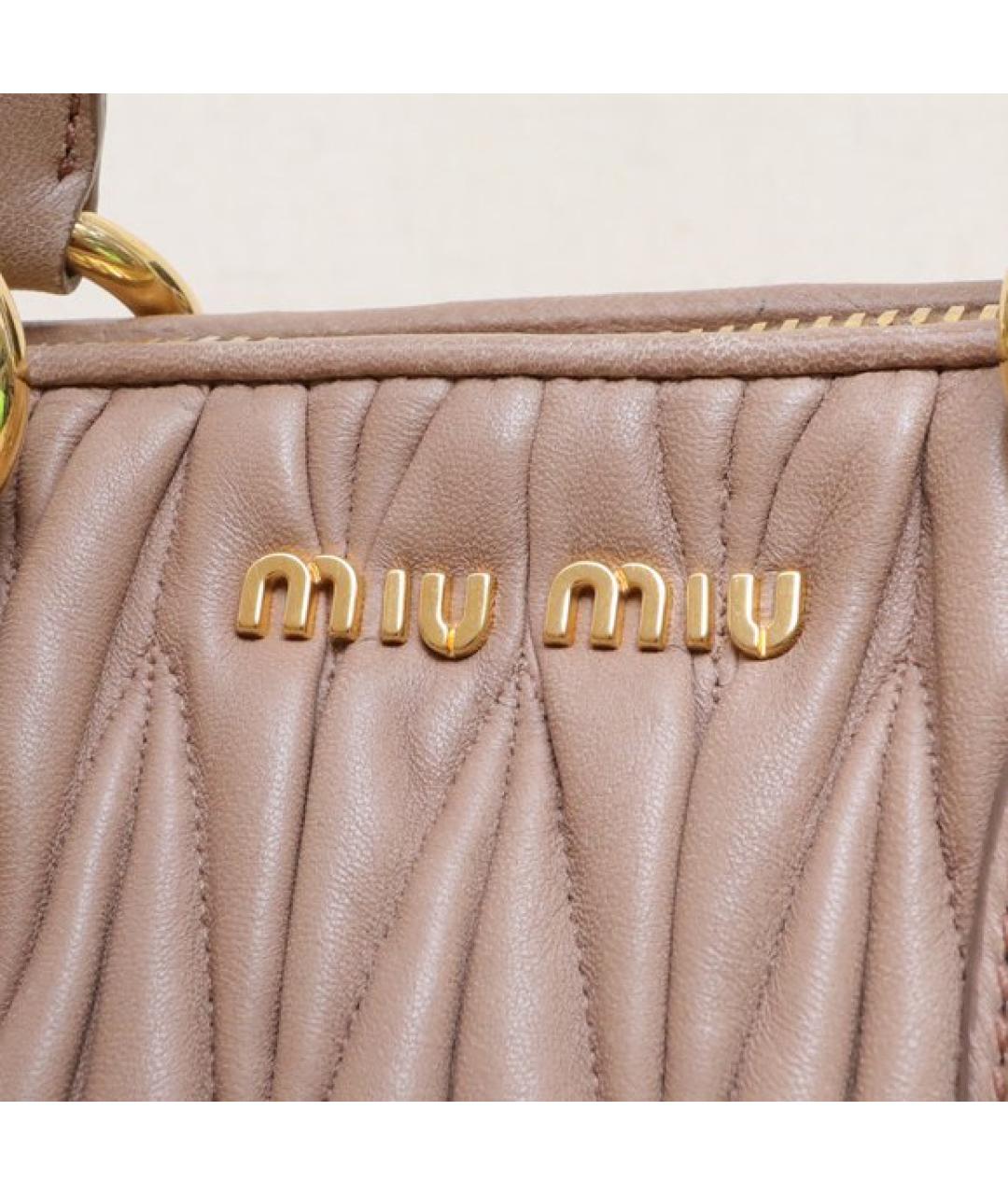 MIU MIU Бежевая кожаная сумка через плечо, фото 8