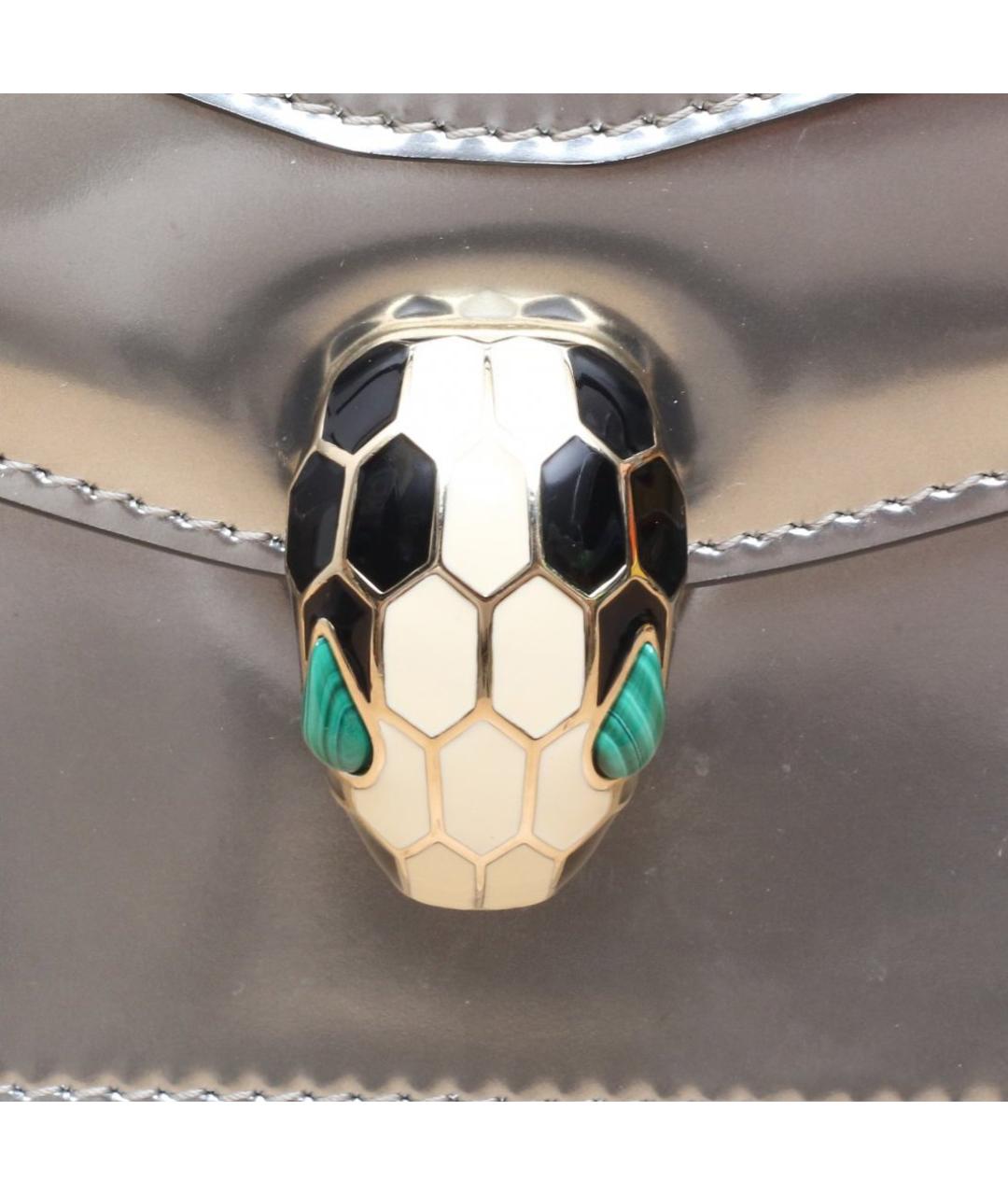 BVLGARI Серебряная кожаная сумка с короткими ручками, фото 8