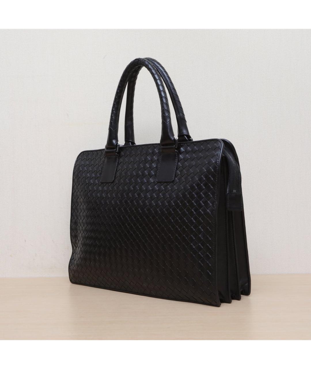 BOTTEGA VENETA Черная кожаная сумка тоут, фото 4