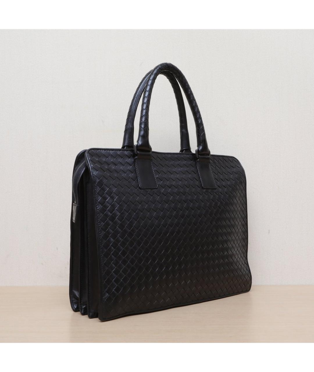 BOTTEGA VENETA Черная кожаная сумка тоут, фото 6