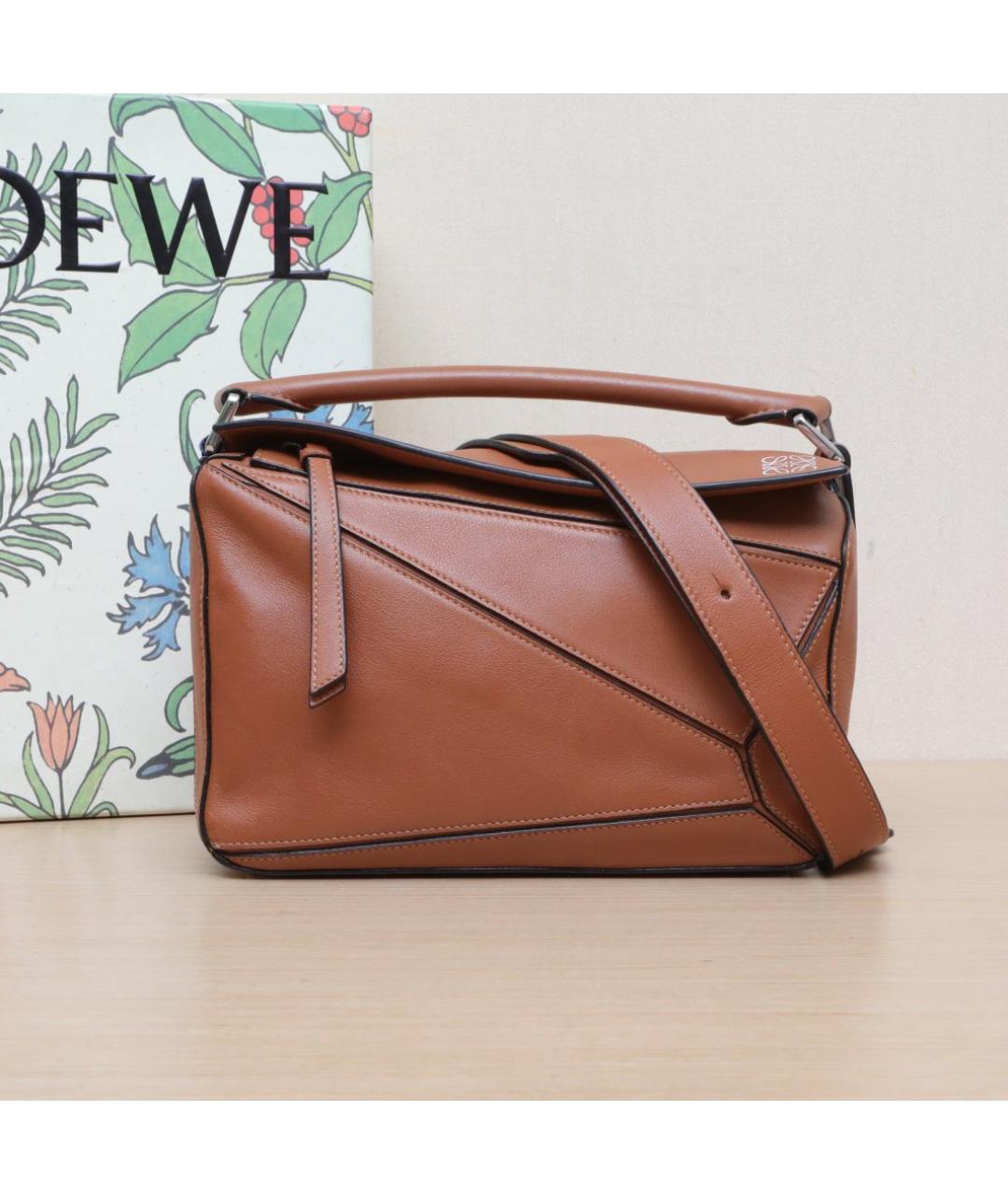 LOEWE Коричневая кожаная сумка через плечо, фото 2