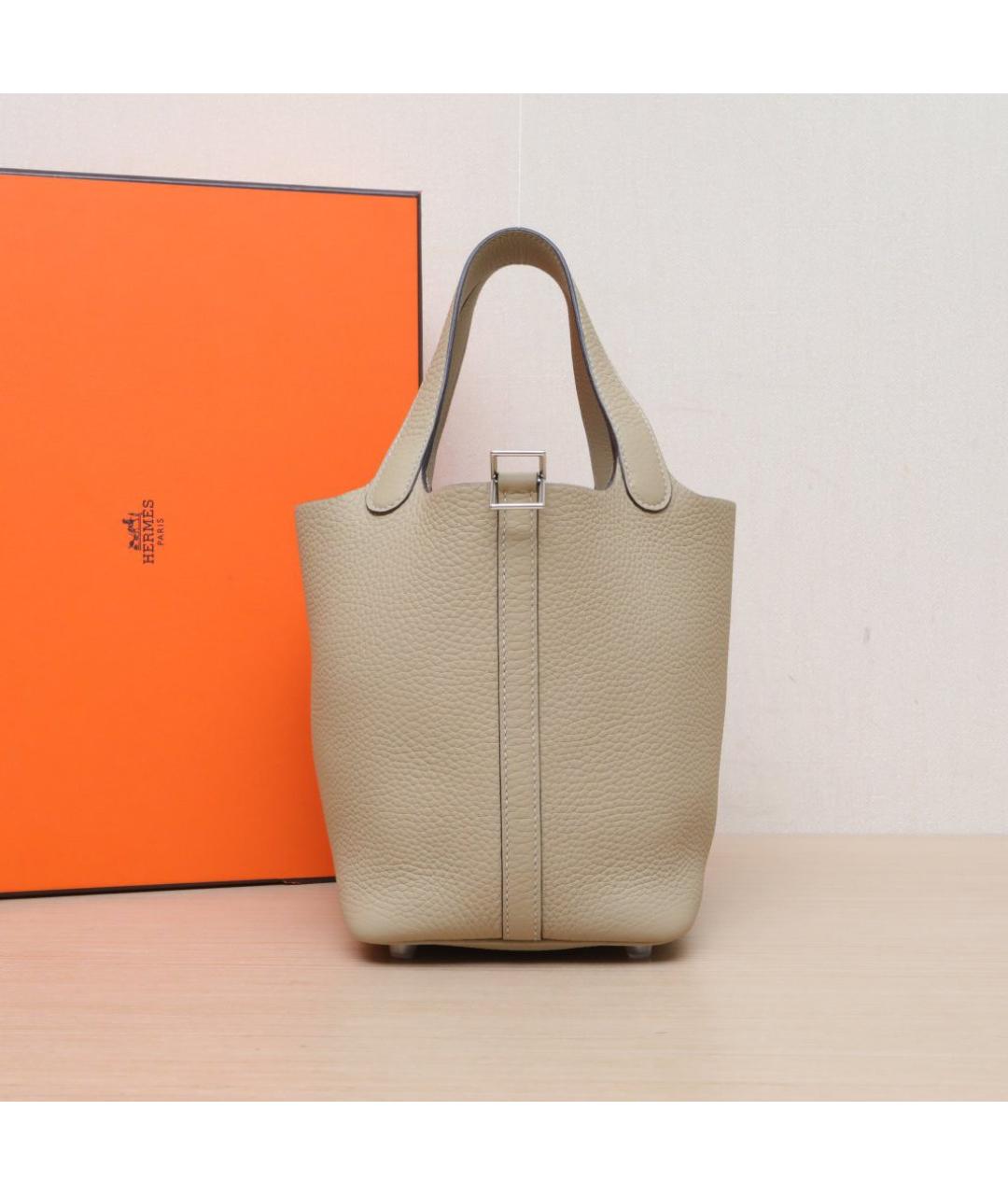 HERMES Бежевая кожаная сумка тоут, фото 2