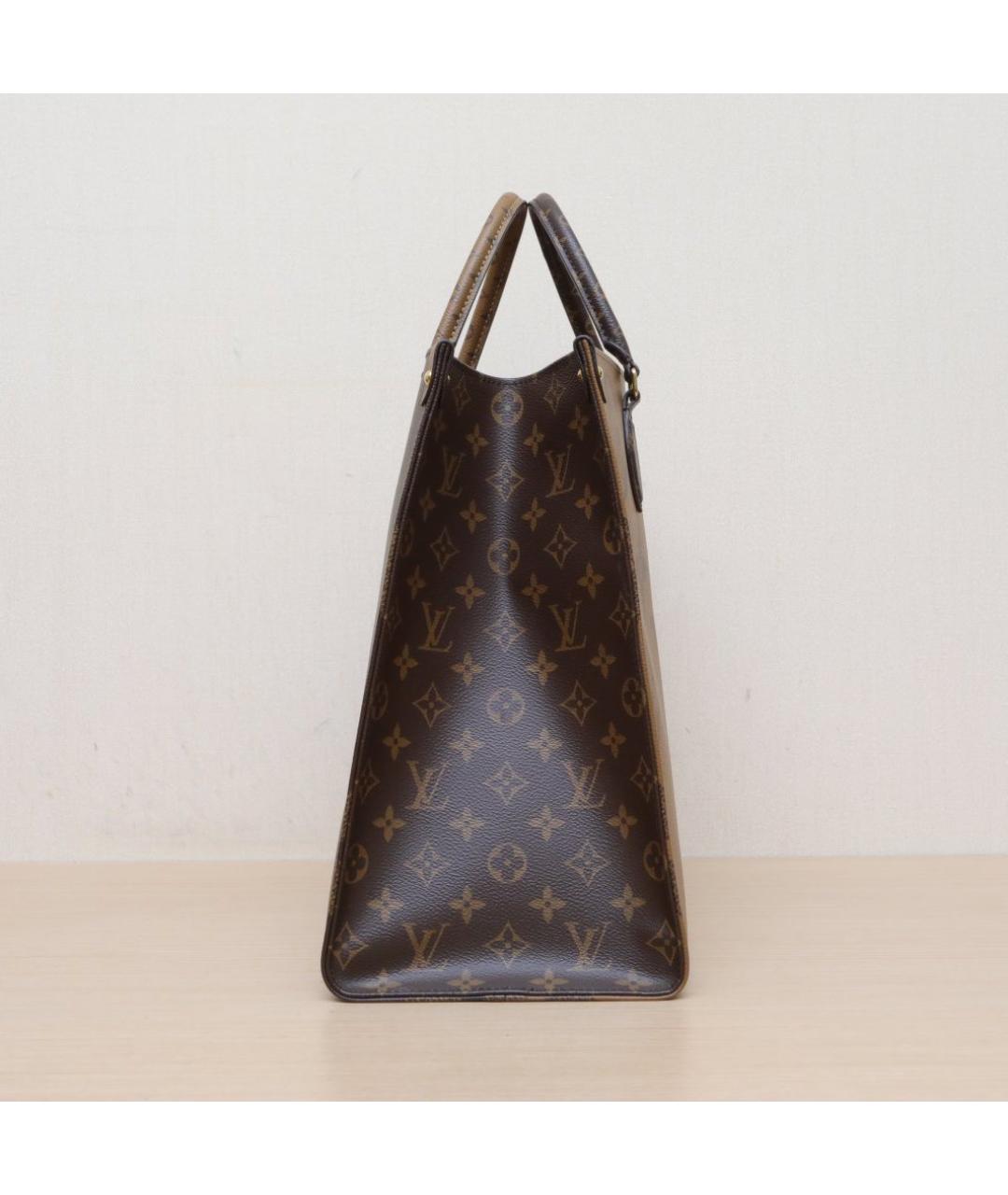 LOUIS VUITTON Коричневая кожаная сумка тоут, фото 5
