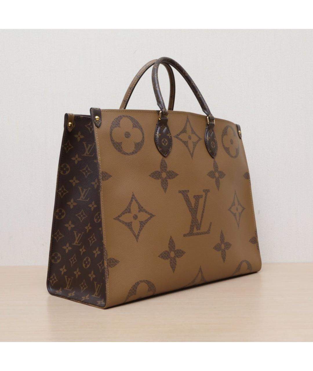 LOUIS VUITTON Коричневая кожаная сумка тоут, фото 6