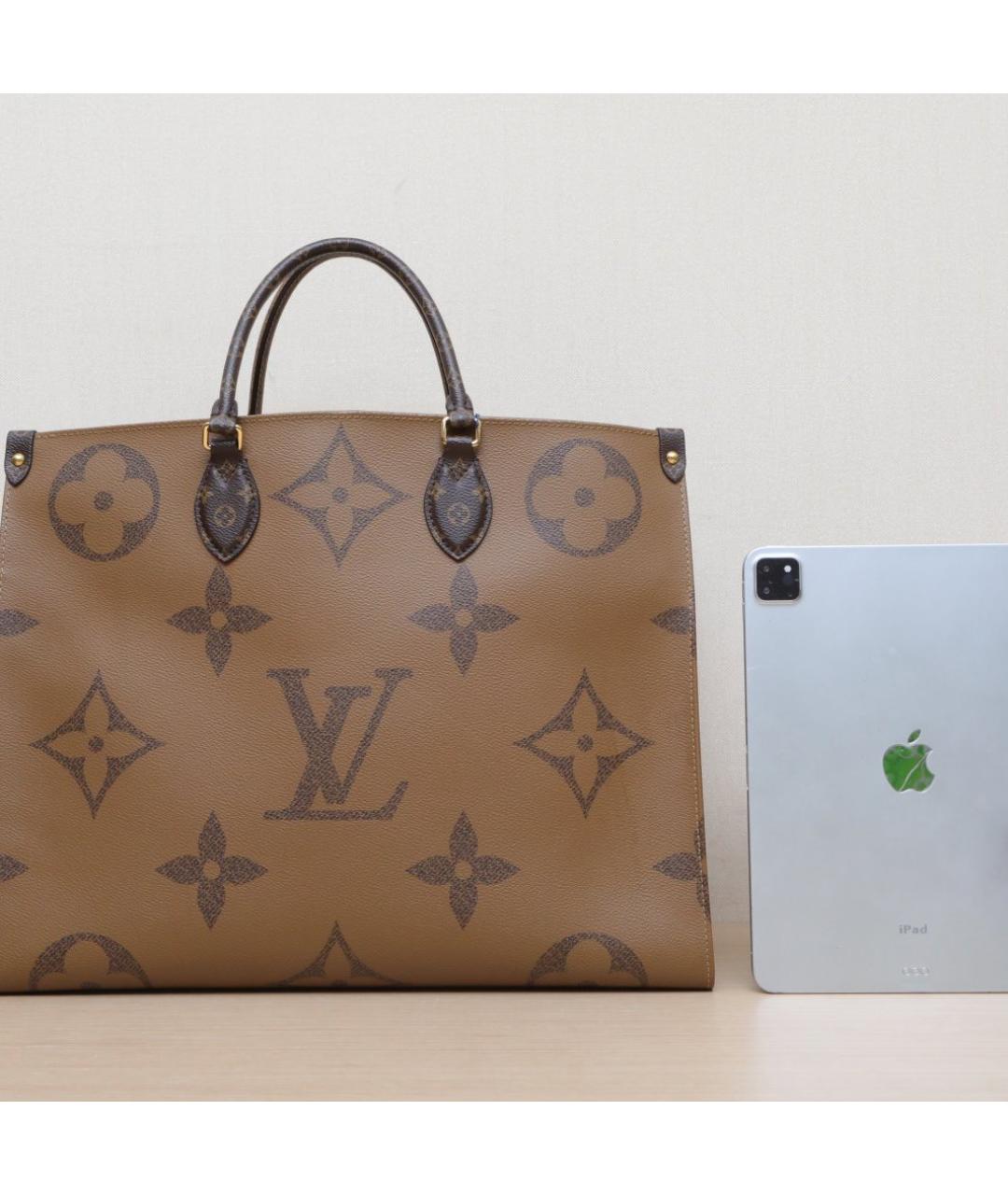 LOUIS VUITTON Коричневая кожаная сумка тоут, фото 7