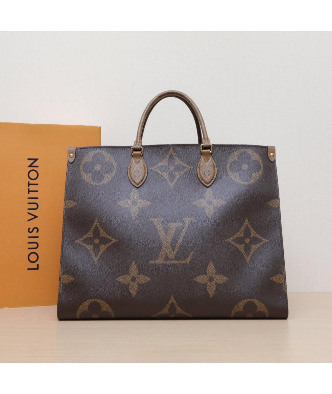 LOUIS VUITTON Коричневая кожаная сумка тоут, фото 2