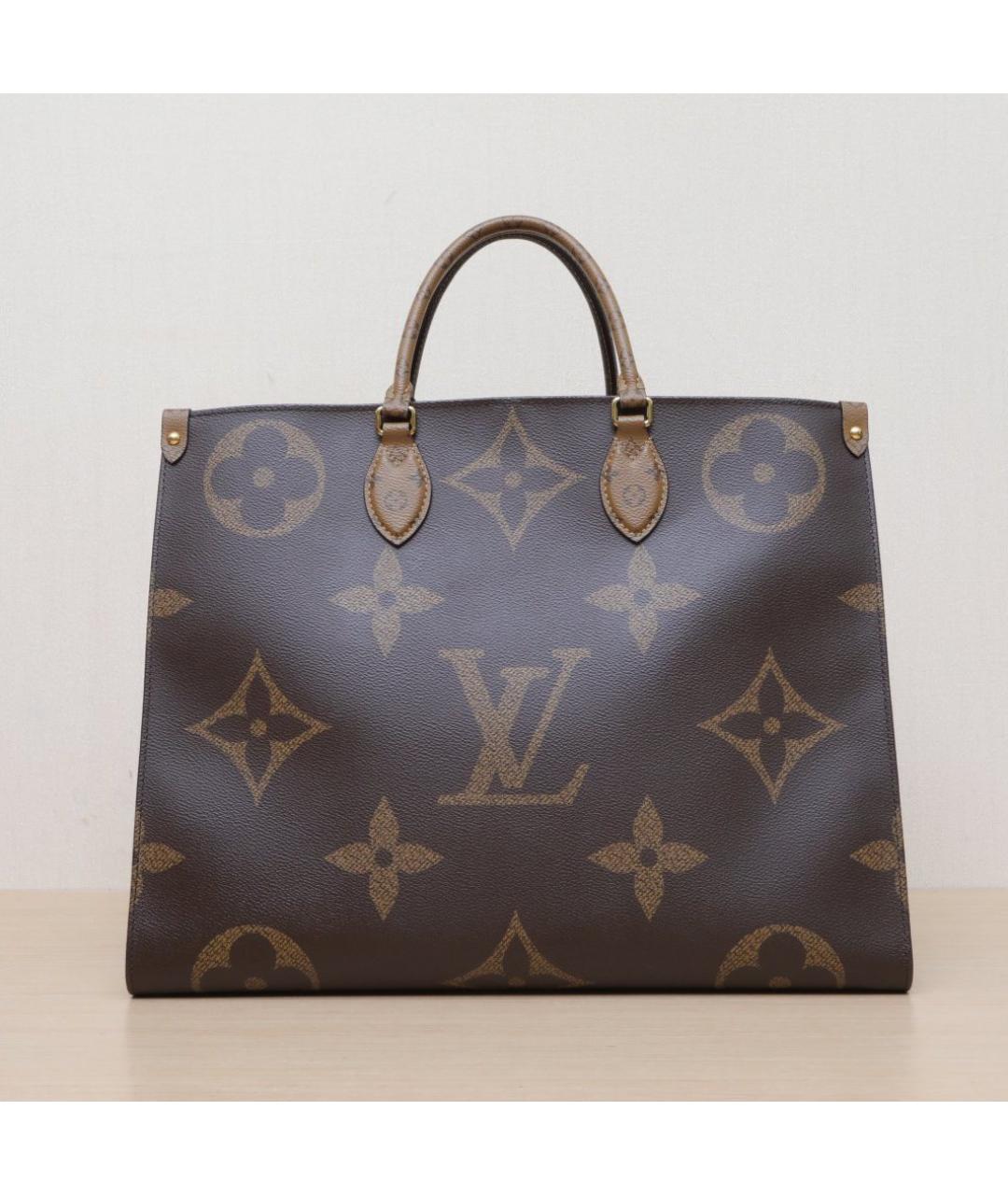 LOUIS VUITTON Коричневая кожаная сумка тоут, фото 3