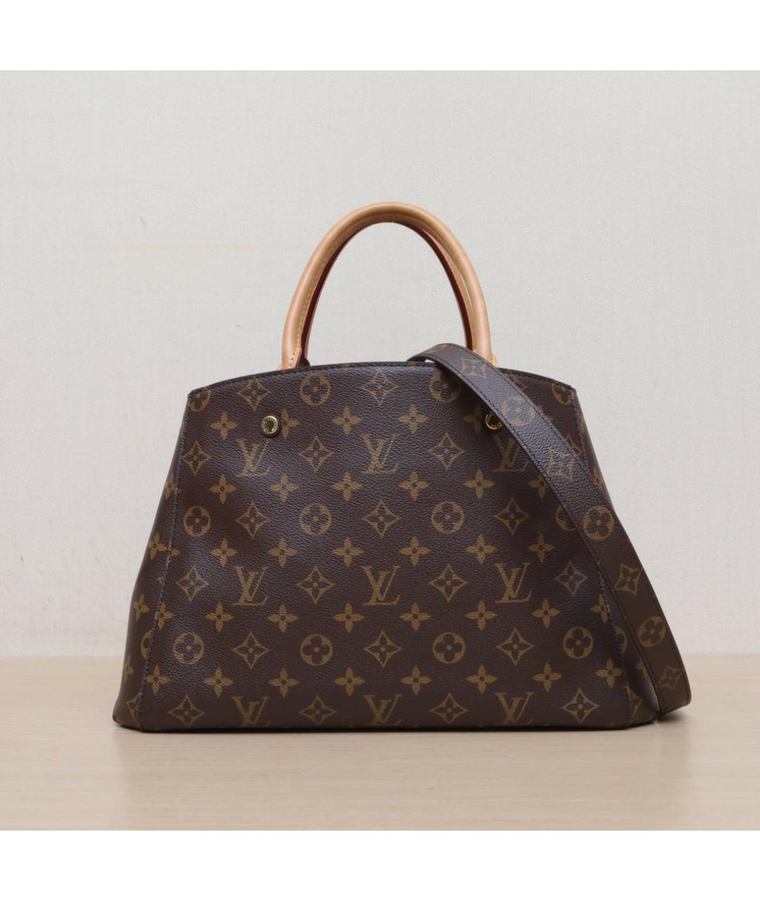 LOUIS VUITTON Коричневая кожаная сумка тоут, фото 3