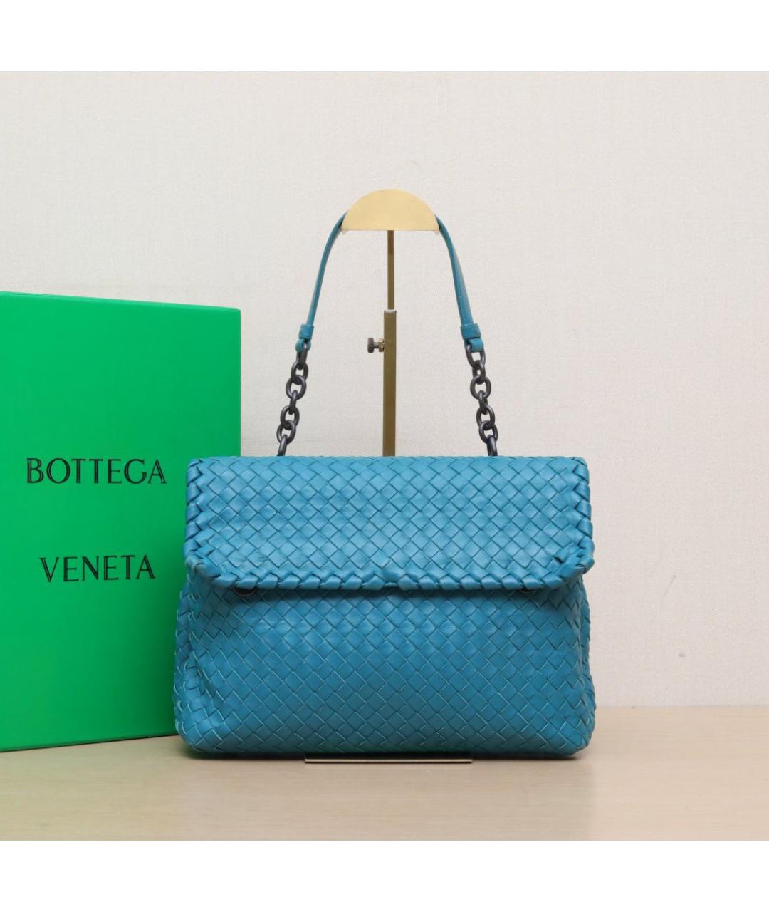 BOTTEGA VENETA Бирюзовая кожаная сумка через плечо, фото 2