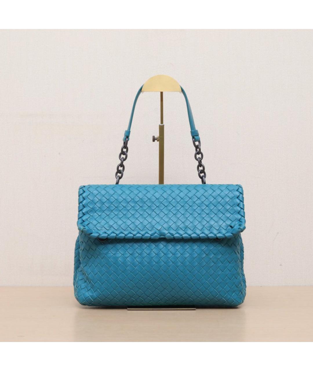 BOTTEGA VENETA Бирюзовая кожаная сумка через плечо, фото 3