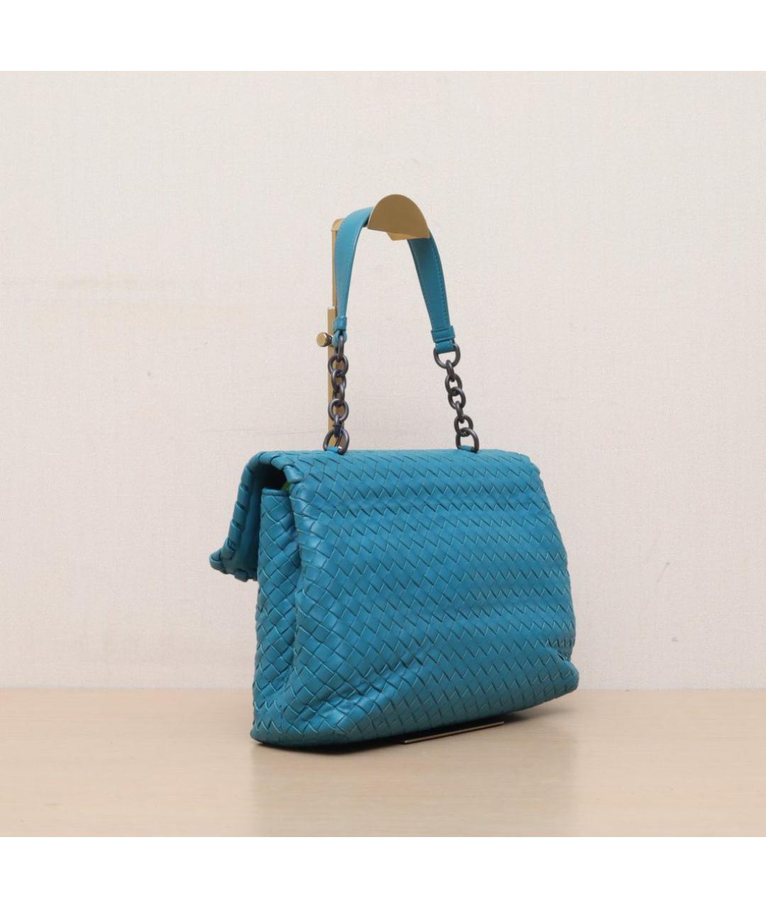 BOTTEGA VENETA Бирюзовая кожаная сумка через плечо, фото 6