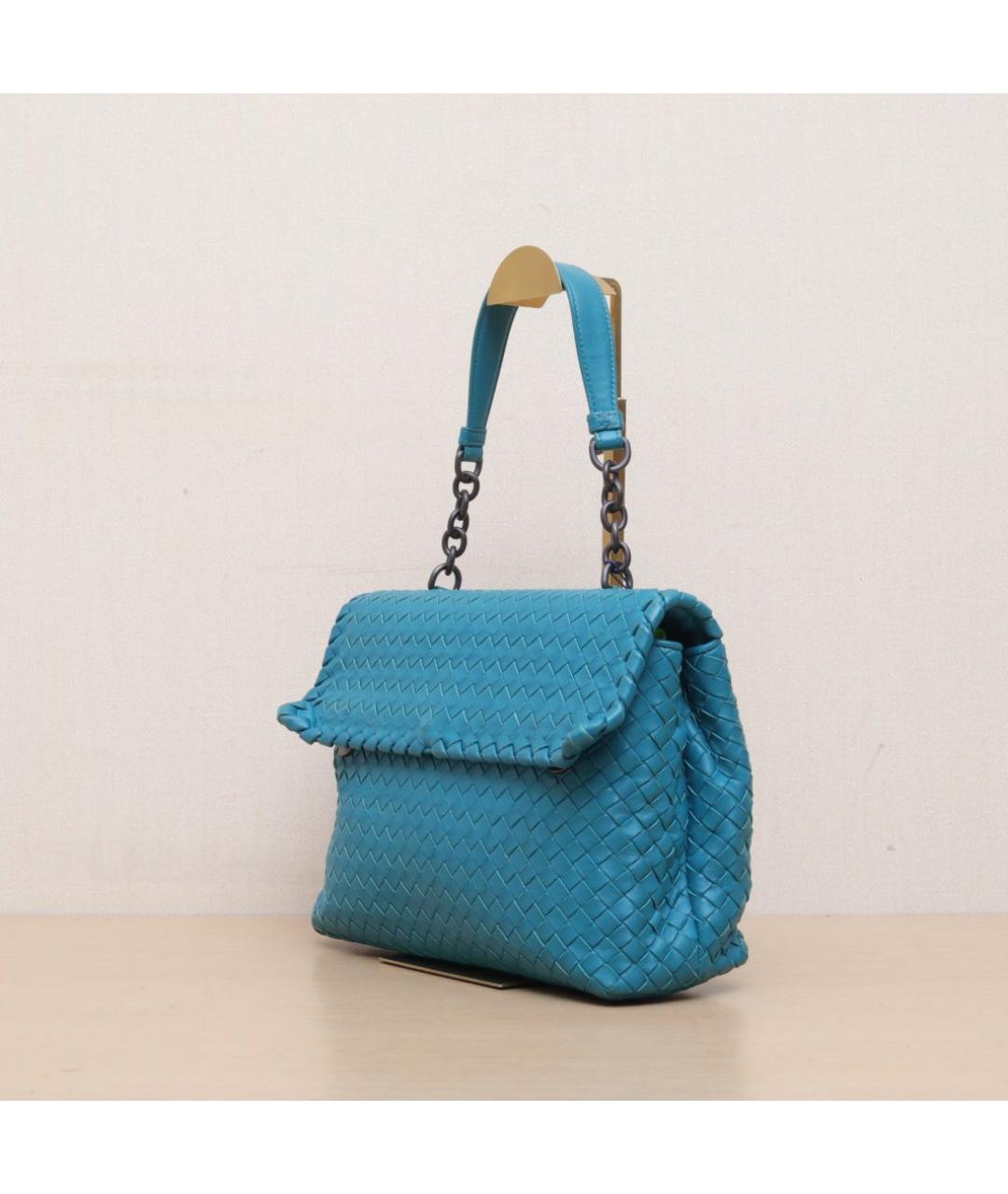 BOTTEGA VENETA Бирюзовая кожаная сумка через плечо, фото 4