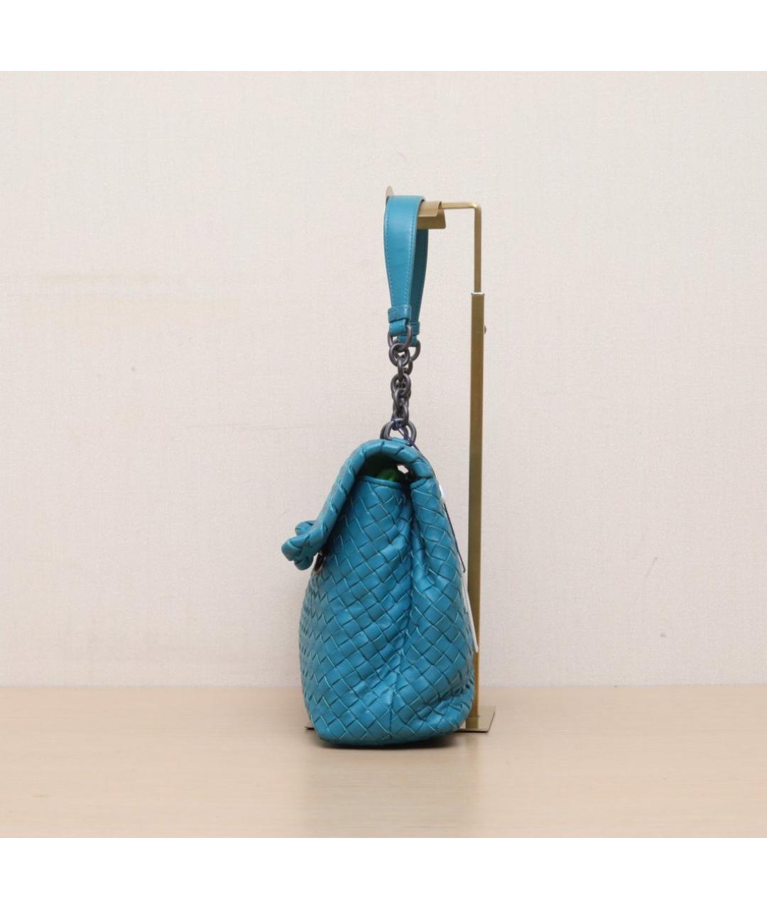 BOTTEGA VENETA Бирюзовая кожаная сумка через плечо, фото 5