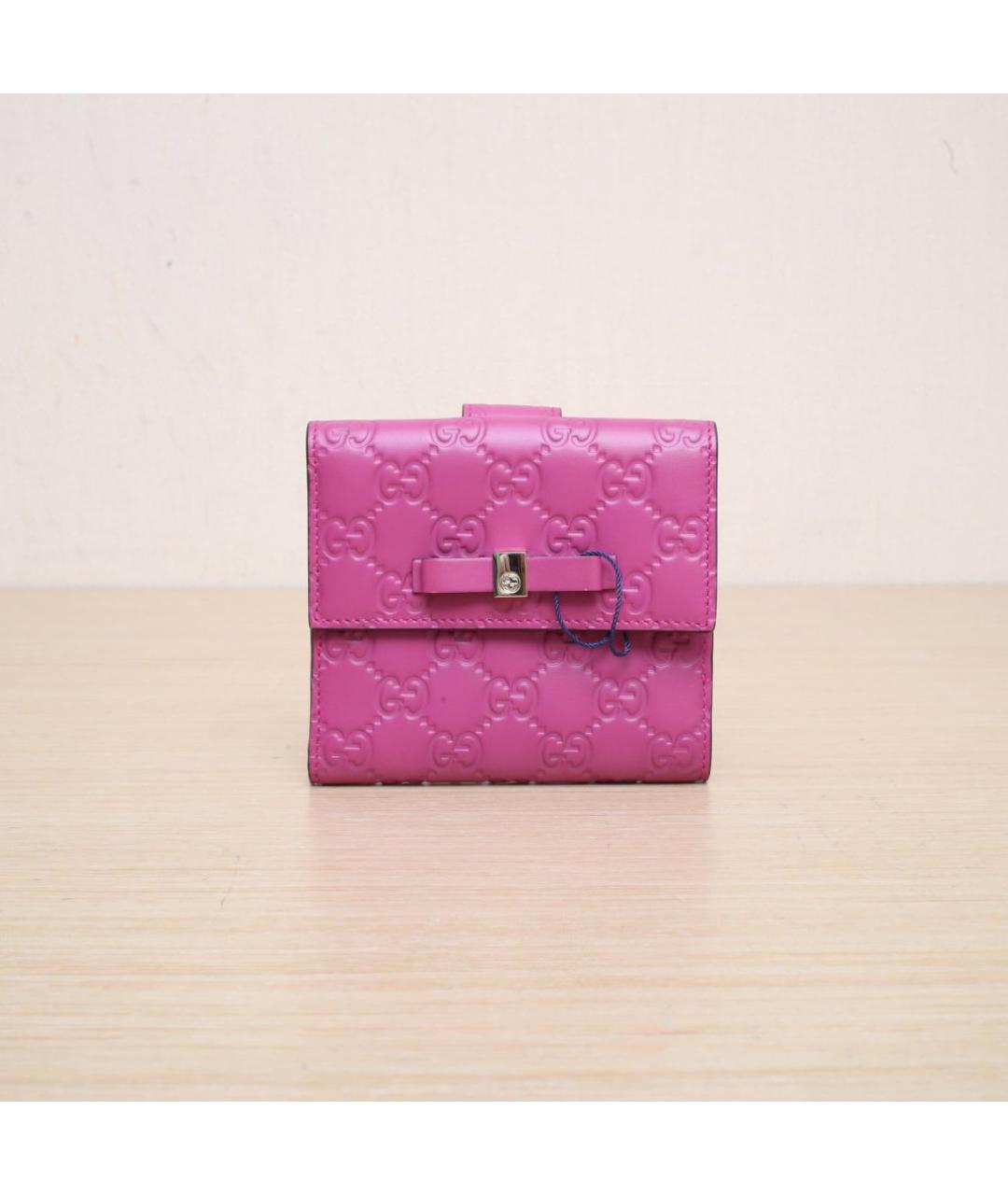 GUCCI Розовый кожаный кошелек, фото 3