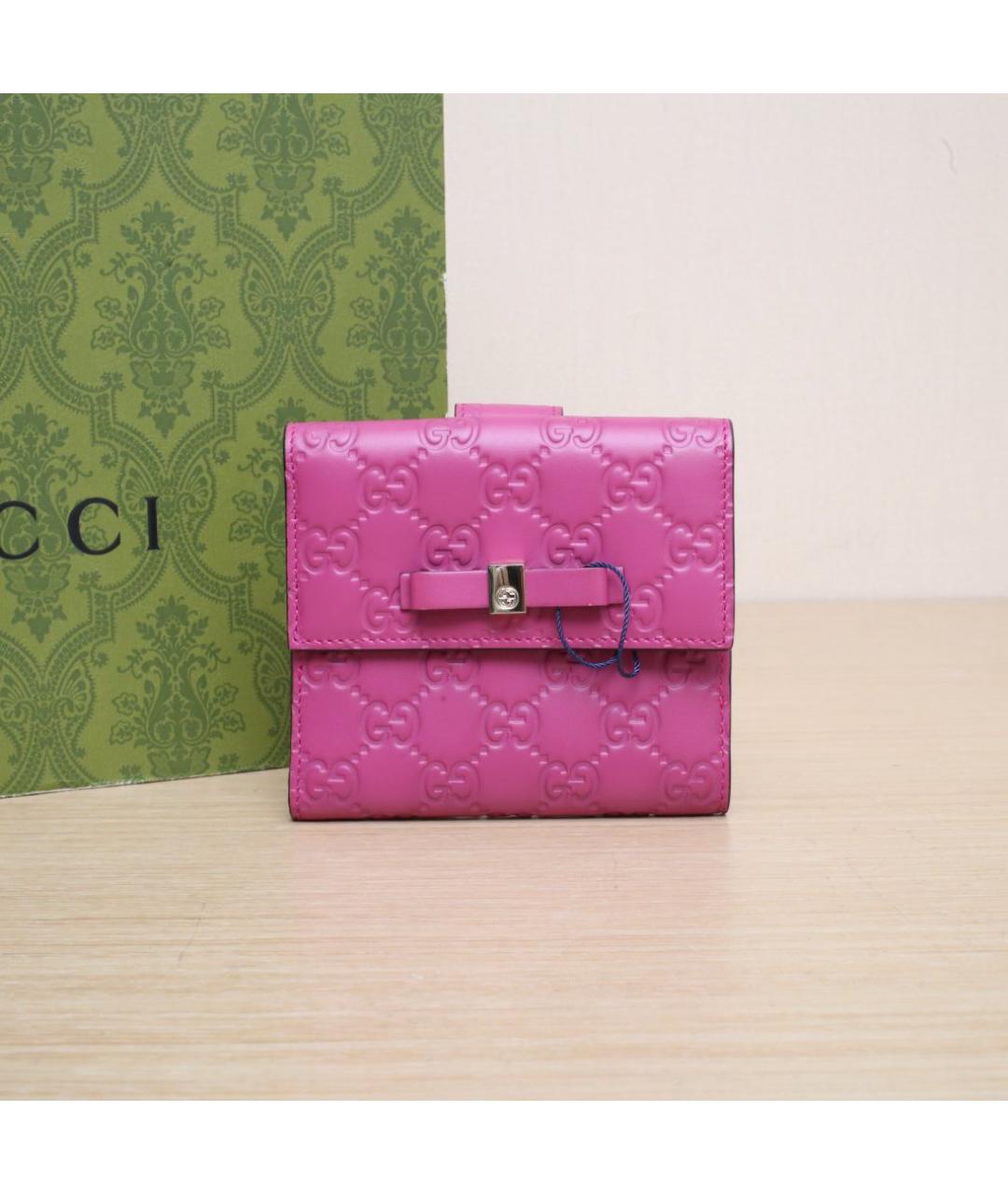 GUCCI Розовый кожаный кошелек, фото 2