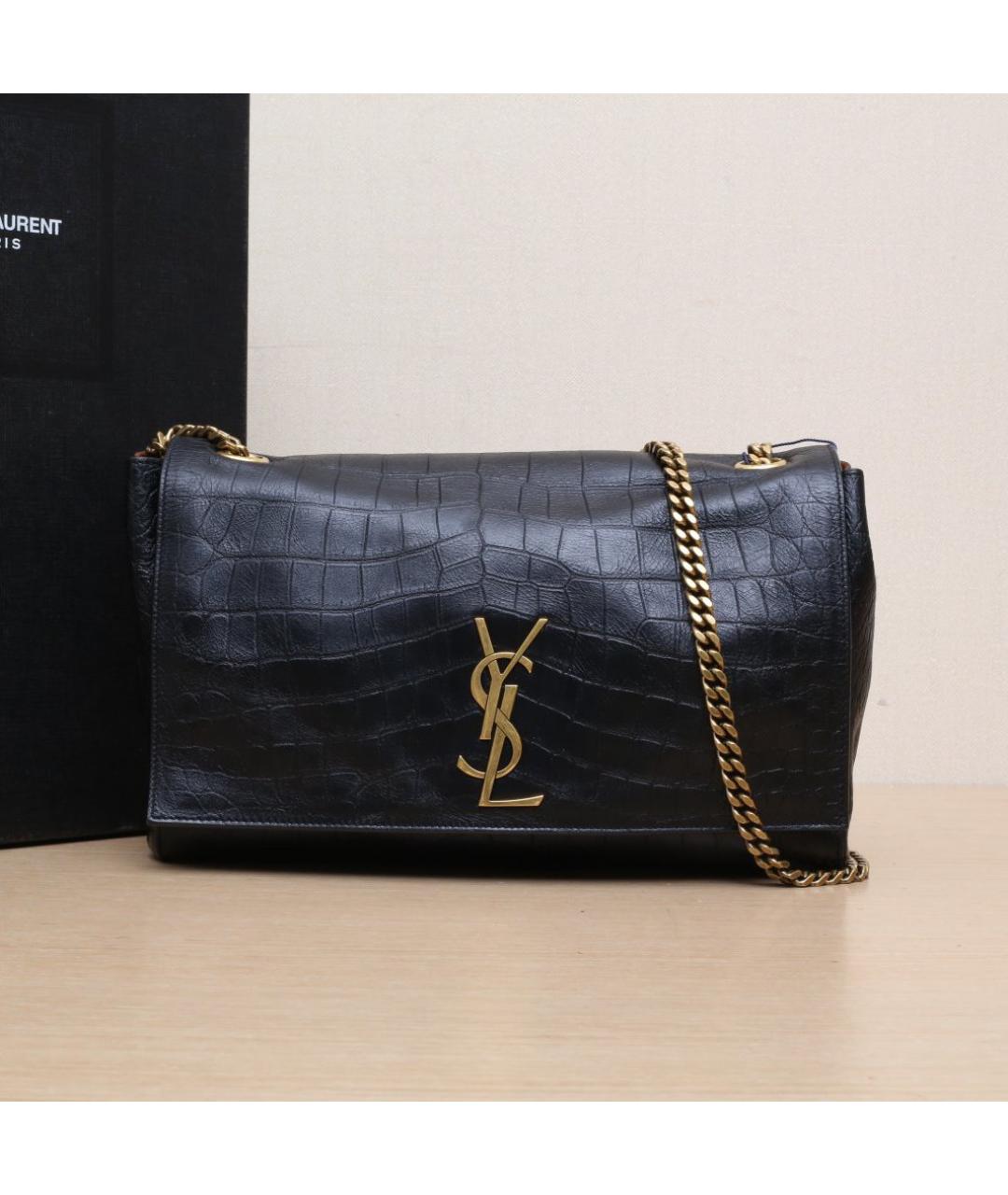 SAINT LAURENT Черная кожаная сумка через плечо, фото 2