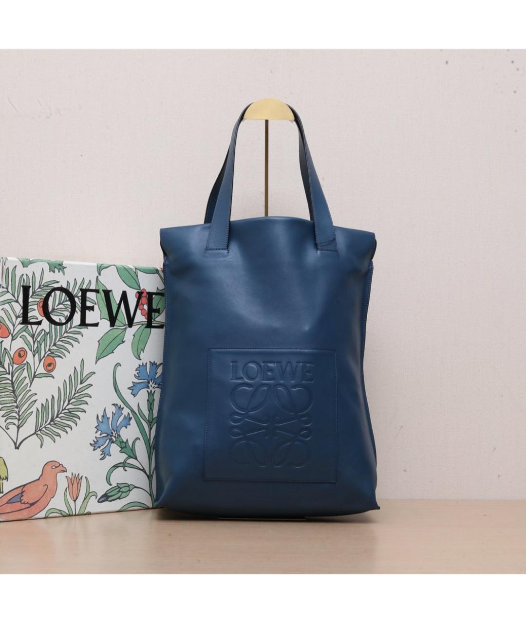 LOEWE Темно-синяя кожаная сумка через плечо, фото 2