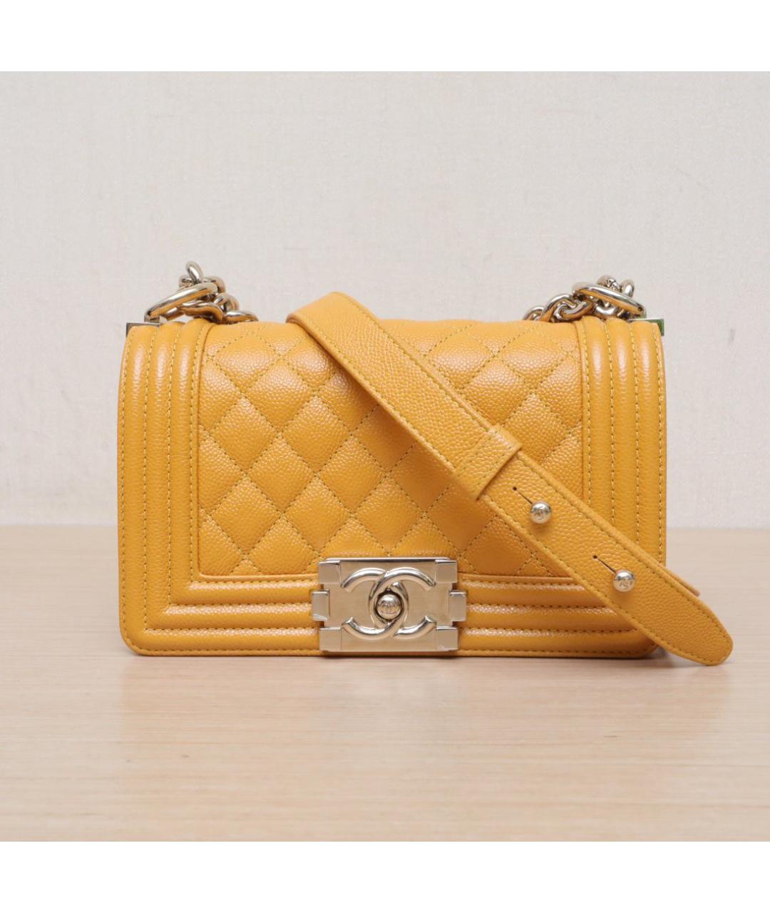 CHANEL Желтая кожаная сумка через плечо, фото 3