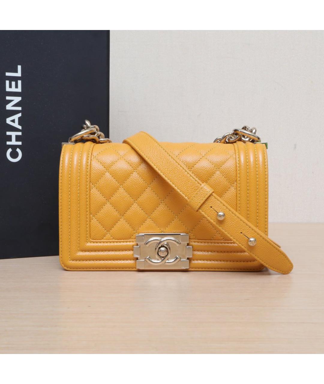CHANEL Желтая кожаная сумка через плечо, фото 2