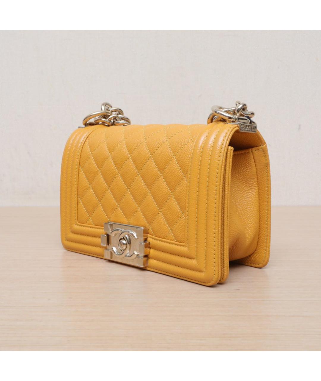 CHANEL Желтая кожаная сумка через плечо, фото 4